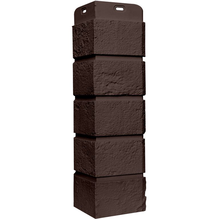 Угол фасадной панели наружный Состаренный кирпич Classic шоколадный